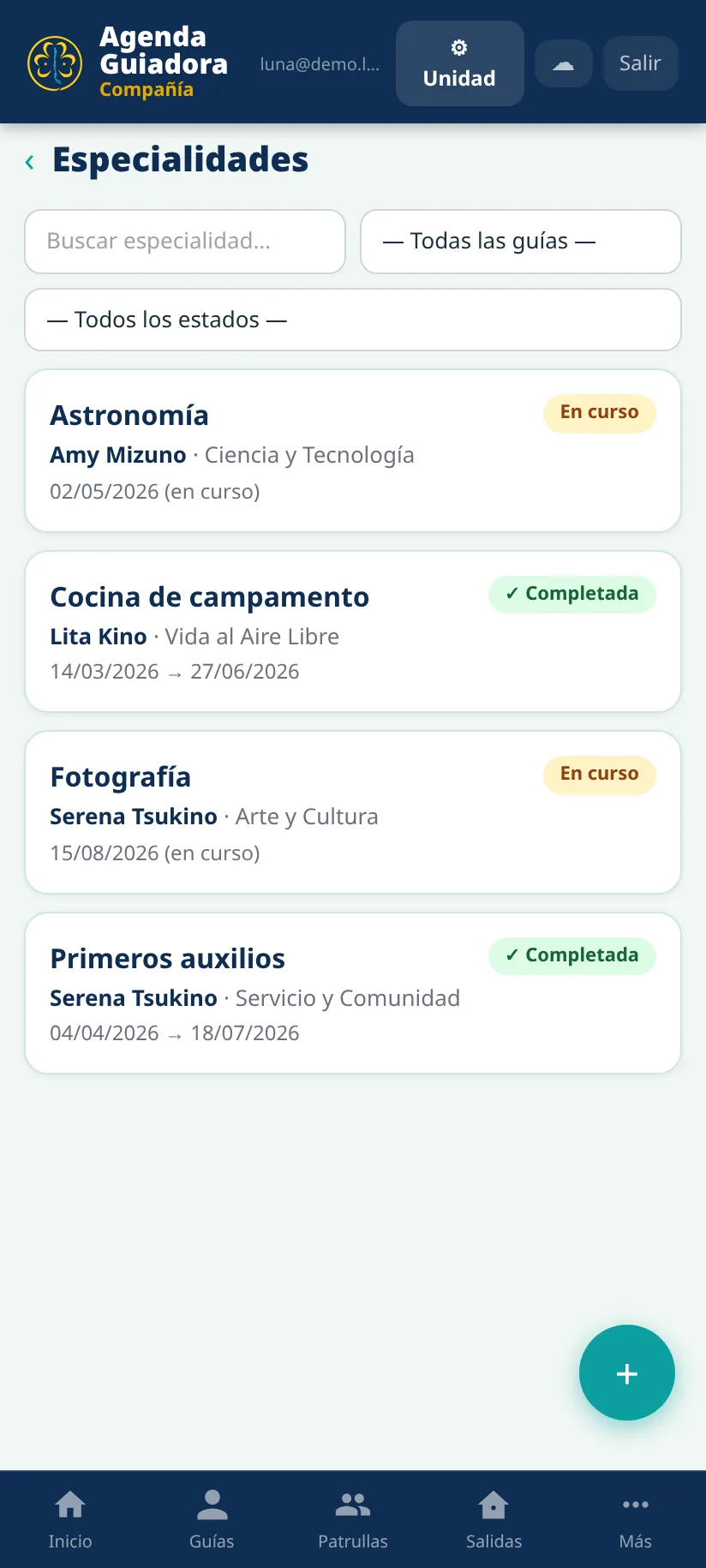 Especialidades de la Compañía