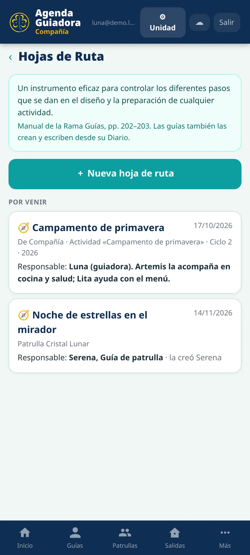 Hojas de ruta de la Compañía